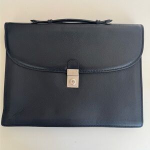 Cole Haan Black Leather Briefcase with key